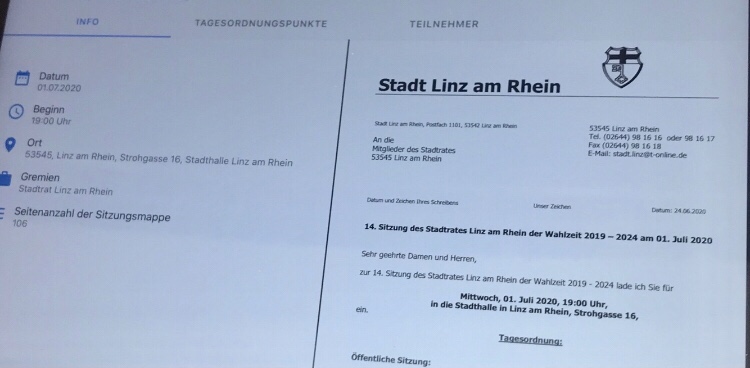 14. Sitzung Stadtrat Linz am Rhein – Update